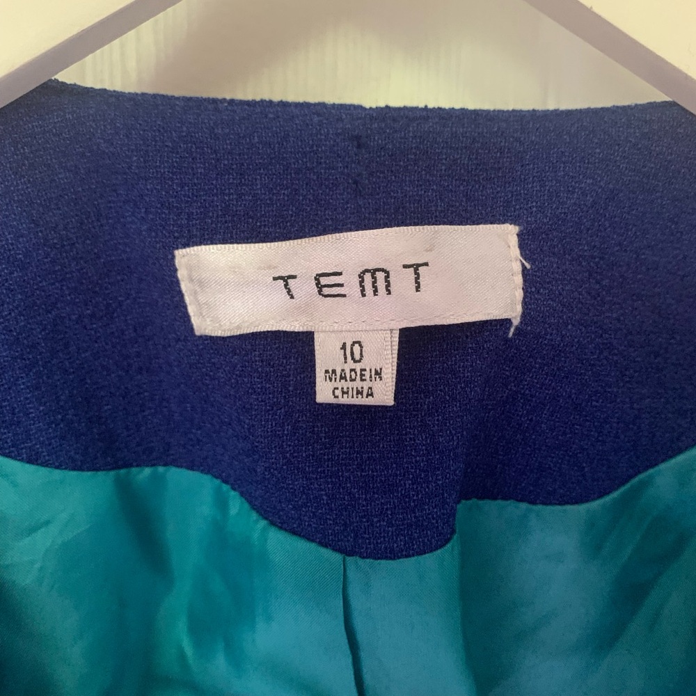 Temt Blue Blazer Structured Collarless Design - image 2